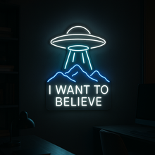 Load image into Gallery viewer, I Want to Believe Neon Sign, UFO Alien Neon Sign, Flying Saucer Neon Sign
