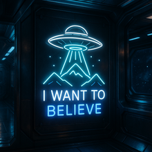 Load image into Gallery viewer, I Want to Believe Neon Sign, UFO Abduction Neon Sign, Alien Spaceship Neon Sign Multicolor
