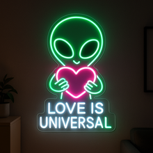 Load image into Gallery viewer, Love is Universal Neon Sign, Alien Heart Neon Sign, Galactic Love Neon Sign
