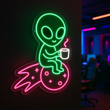 Load image into Gallery viewer, Alien on Comet Neon Sign, Comet Rider Neon Sign, Star Cruiser Alien Neon Sign Multicolor
