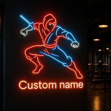Load image into Gallery viewer, Ninja Custom Name neon sign, Ninja Warrior neon sign, Ninja Silhouette neon sign
