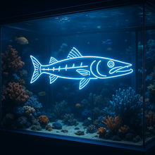 Load image into Gallery viewer, Barracuda Aquarium neon sign, Predatory Fish neon sign, Ocean Reef neon sign

