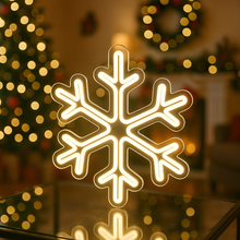 Load image into Gallery viewer, Snowflake Neon Sign, Ice Flake Neon Sign, Cold Weather Neon Sign
