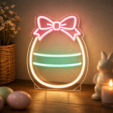 Load image into Gallery viewer, Easter Egg Neon Sign, Patterned Egg Neon Sign, Spring Egg Neon Sign Multicolor
