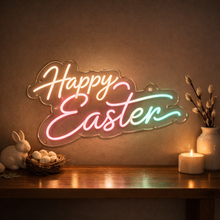 Load image into Gallery viewer, Happy Easter Neon Sign, Easter Sunday Neon Sign, Holiday Greeting Neon Sign Multicolor
