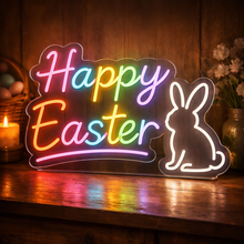 Load image into Gallery viewer, Happy Easter Neon Sign, Springtime Neon Sign, Easter Celebration Neon Sign Multicolor
