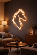 Load image into Gallery viewer, Horse Head Neon Sign, Western Stallion Neon Sign, Equine Profile Neon Sign
