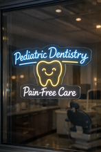 Load image into Gallery viewer, Pediatric Dental Care neon sign, Children’s Dentistry neon sign, Gentle Kids Dentist neon sign Multicolor
