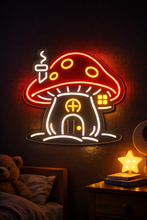 Load image into Gallery viewer, Mushroom House neon sign, Fairy Mushroom neon sign, Toadstool House neon sign Multicolor
