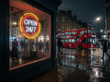 Load image into Gallery viewer, Open 24/7 Neon Sign, Always Open Neon Sign, Business Hours Neon Sign, Storefront Neon Sign
