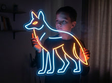 Load image into Gallery viewer, Coyote Neon Sign, Howling Coyote Neon Sign, Desert Wolf Neon Sign
