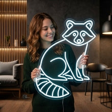 Load image into Gallery viewer, Wild Raccoon neon sign, Nocturnal Raccoon neon sign
