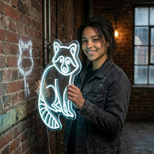 Load image into Gallery viewer, Wild Raccoon neon sign, Nocturnal Raccoon neon sign
