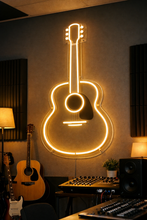 Load image into Gallery viewer, Acoustic guitar neon sign, Folk guitar neon sign, Six-string neon sign Orange
