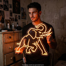Load image into Gallery viewer, Angry Elephant Neon Sign, Charging Elephant Neon Sign Yellow
