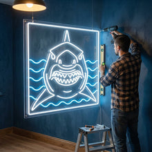 Load image into Gallery viewer, Angry Shark Neon Sign, Giant Shark Neon Sign, Sea Beast Neon Sign
