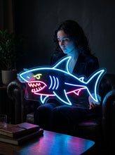 Load image into Gallery viewer, Great White Shark Neon Sign, Fierce Shark Neon Sign, Marine Predator Neon Sign
