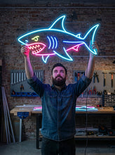 Load image into Gallery viewer, Great White Shark Neon Sign, Fierce Shark Neon Sign, Marine Predator Neon Sign
