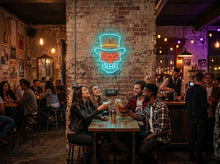 Load image into Gallery viewer, Top Hat Skull Neon Sign, Gentleman Skeleton Neon Sign, Voodoo Neon Sign
