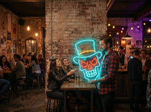 Load image into Gallery viewer, Top Hat Skull Neon Sign, Gentleman Skeleton Neon Sign, Voodoo Neon Sign
