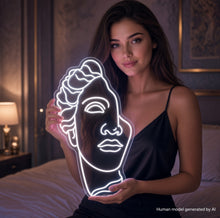 Load image into Gallery viewer, Antique Statue Head Neon Sign, Greek Bust Neon Sign White
