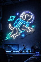 Load image into Gallery viewer, Astronaut dog neon sign, Space pup neon sign, Cosmic canine neon sign Multicolor
