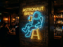 Load image into Gallery viewer, Astronaut brew neon sign, Space beer neon sign, Spaceman drinking neon sign

