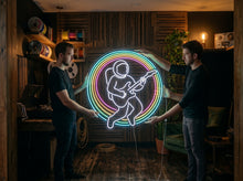 Load image into Gallery viewer, Astronaut guitar neon sign, Spaceman guitarist neon sign, Space rocker neon sign
