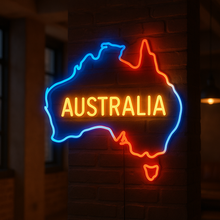 Load image into Gallery viewer, Australia map Outline neon sign With Australia Lettering – Country Shape Neon Light Feature
