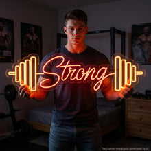Load image into Gallery viewer, Barbell Neon Sign, Strong Neon Sign, Weightlifting Neon Sign custom color
