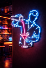 Load image into Gallery viewer, Bartender Cocktail neon sign, Mixologist Shaking Drink neon sign Multicolor
