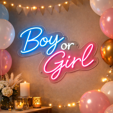 Load image into Gallery viewer, Boy or girl neon sign, gender reveal neon sign, reveal party neon sign Multicolor
