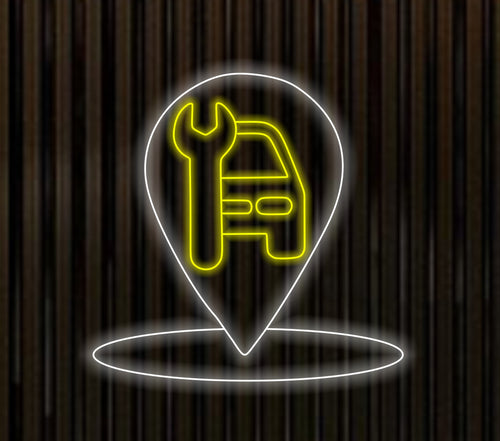 Repair Car Service Neon Sign, Wrench neon sign, gear wrench led light, Garage Decor, Car Care Centre Decor