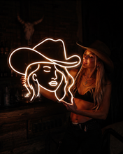Load image into Gallery viewer, Cowgirl Neon Sign, Cowboy Hat Girl Neon Sign, Western Girl Neon Sign

