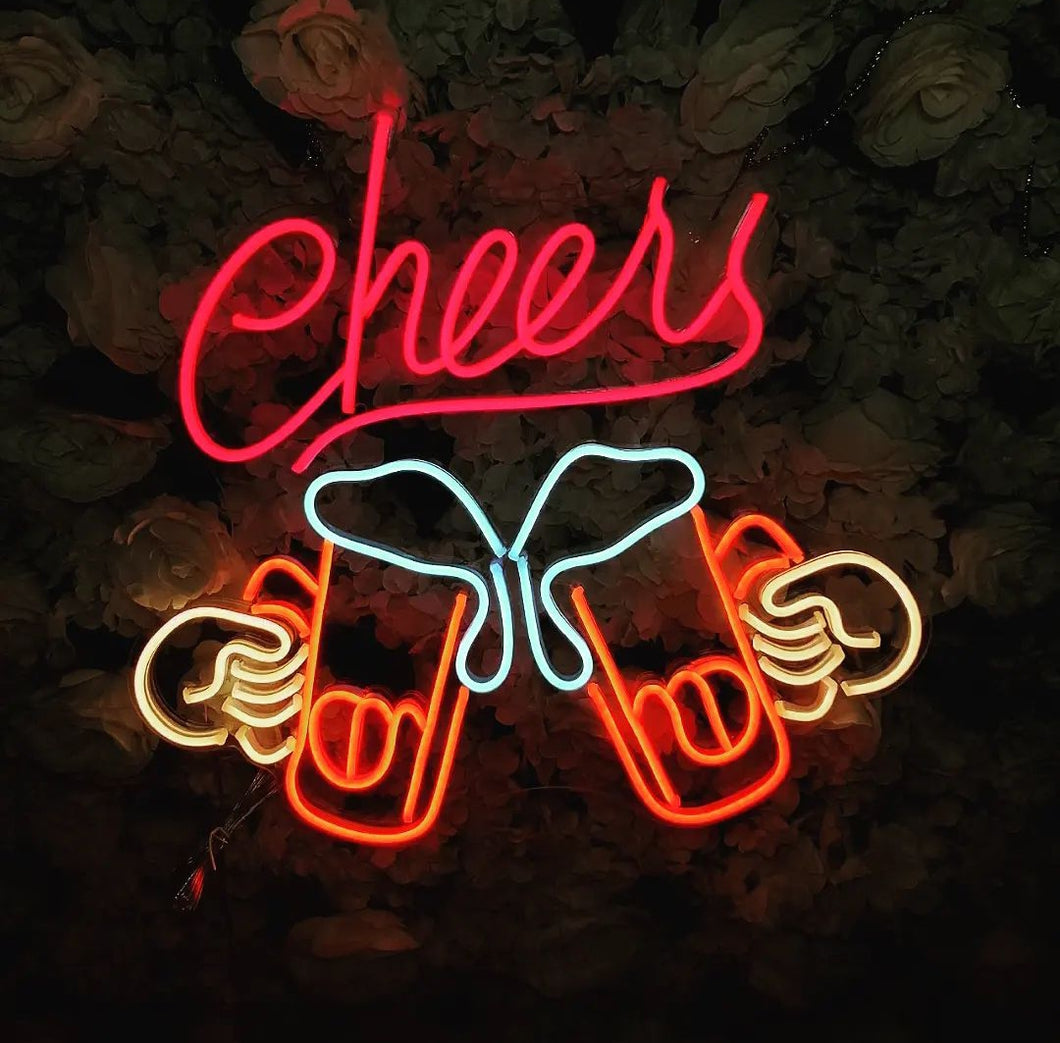 Cheers/Cheers!,Wedding neon sign,Bar Sign,Custom Neon Sign,Home Bar Pub Party Room Wall Decor,Champagne beer LED Decorations Club Signage