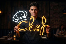 Load image into Gallery viewer, Chef Hat Neon Sign, Chef Neon Sign, Chef Kitchen Neon Sign Yellow
