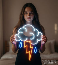 Load image into Gallery viewer, Cloud Lightning Rain Neon Sign, Storm Cloud Neon Sign, Rain Cloud Neon Sign custom color
