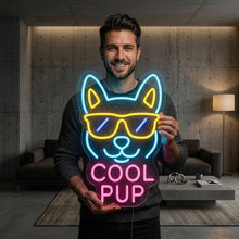 Load image into Gallery viewer, Cool Pup Neon Sign, Sunglasses Dog Neon Sign, Puppy with Shades Neon Sign
