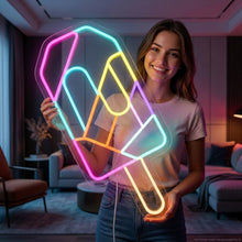 Load image into Gallery viewer, Cubist Ice Cream Neon Sign, Ice Cream Bar Neon Sign, Geometric Ice Cream Neon Sign Multicolor
