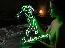 Load image into Gallery viewer, Custom Golf Name neon sign, Personalized Golfer neon sign, 19th Hole neon sign
