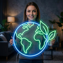 Load image into Gallery viewer, Earth Day Neon Sign, Earth Day Celebration Neon Sign, Eco Friendly Neon Sign Green
