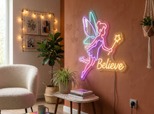 Load image into Gallery viewer, Believe Fairy Neon Sign, Fairy Quote Neon Sign, Magical Fairy Neon Sign
