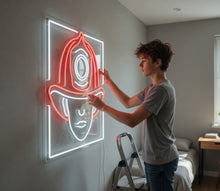 Load image into Gallery viewer, Firefighter Helmet Neon Sign, Fireman Hat Neon Sign, Rescue Helmet Neon Sign
