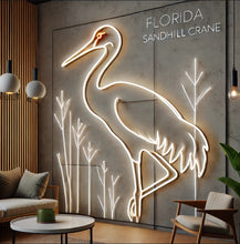 Load image into Gallery viewer, Florida Sandhill Crane Neon Sign, Crane neon sign, Marsh bird neon sign
