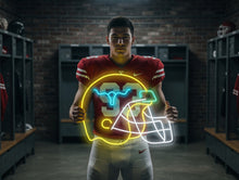 Load image into Gallery viewer, Football Helmet neon sign, Gridiron helmet neon sign, Sports helmet neon sign
