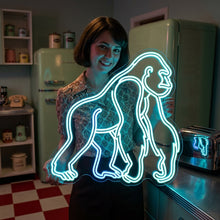 Load image into Gallery viewer, Framed Gorilla Neon Sign, Silverback Neon Sign, Wild Ape Neon Sign
