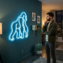 Load image into Gallery viewer, Framed Gorilla Neon Sign, Silverback Neon Sign, Wild Ape Neon Sign
