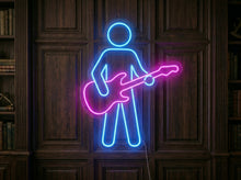 Load image into Gallery viewer, Guitarist neon sign, Rockstar neon sign, Guitar player neon sign Pink
