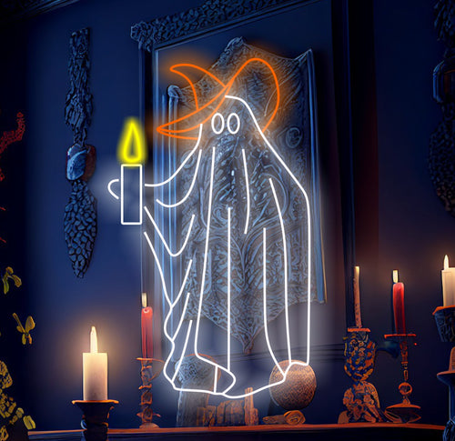  Ghost Holding A Candle neon sign