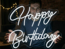 Load image into Gallery viewer, Happy Birthday Neon Sign, Birthday Party Neon Sign, Birthday Quote Neon Sign White
